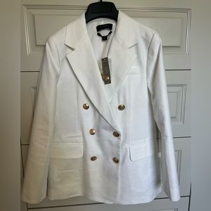 J.Crew Jcrew Petite Bristol Blazer in Stretch Linen Petite 4 P4 White NWT